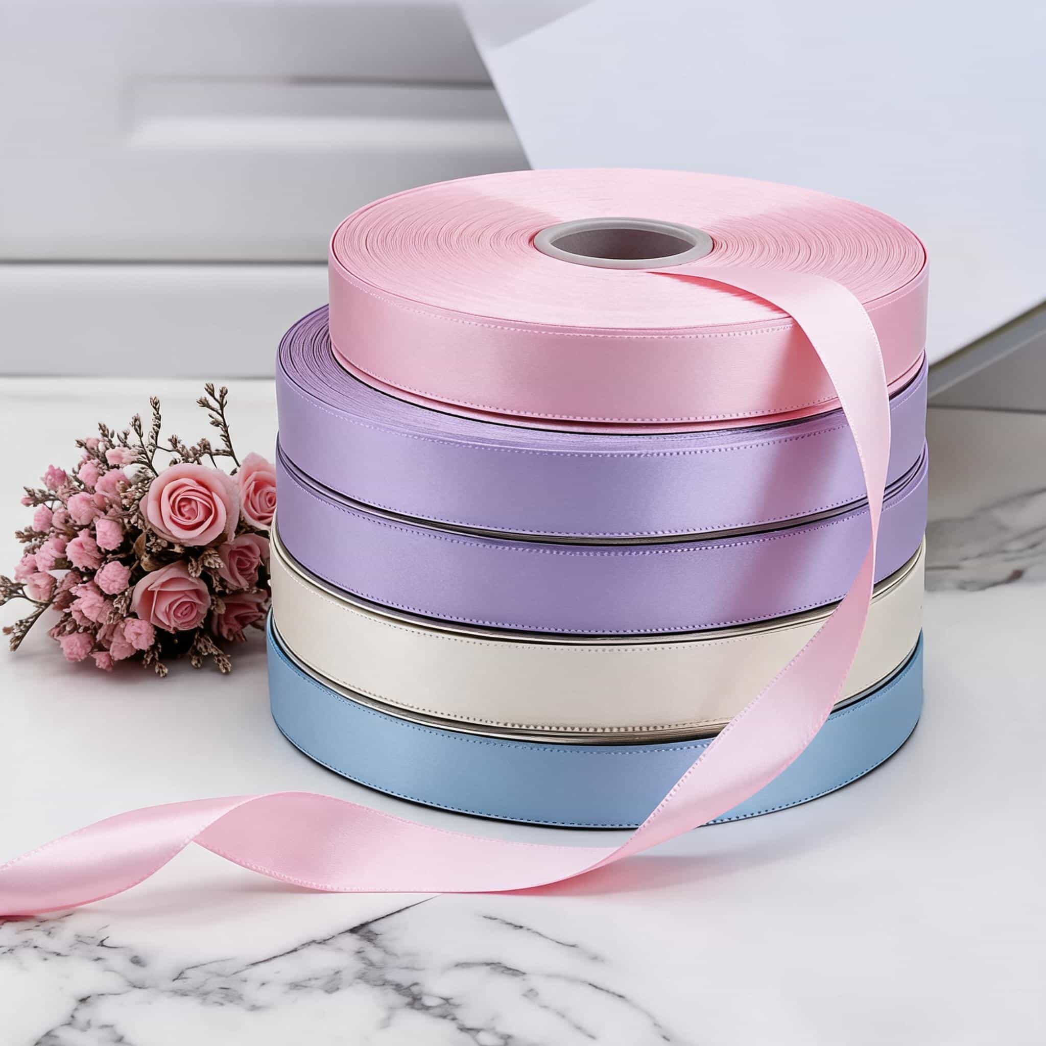 Double-Face Satin Ribbon 15 mm — Dense Weave, 91 m Roll